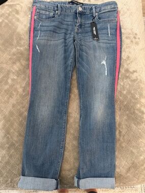 NWT Express Stella low rise Womens Blue Jeans with Side Stripe 10R